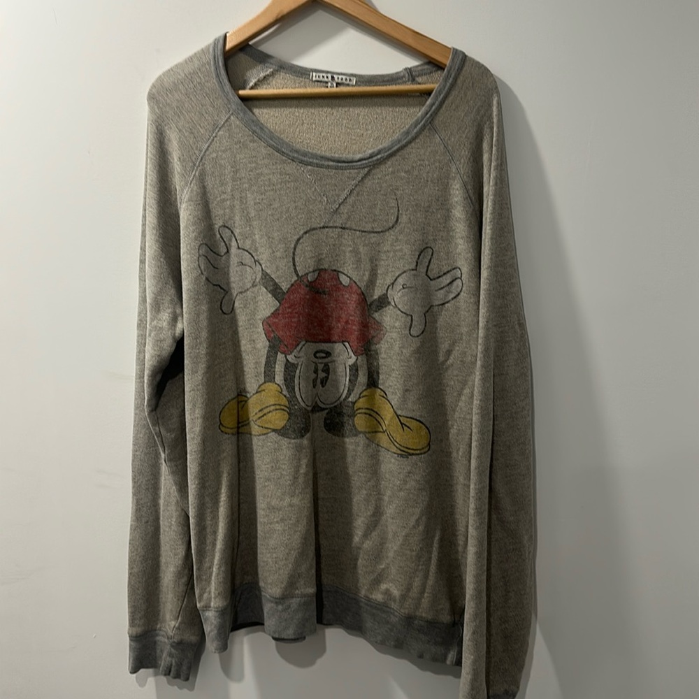 Junk Food Mickey Mouse Crewneck Sweatshirt Grey Disney Mens Size XL. Wide neck.